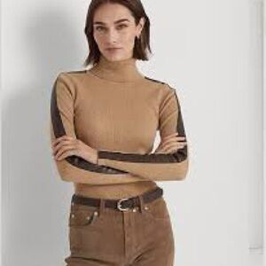 Lauren Ralph Lauren Camel and chocolate brown Turtleneck Sweater